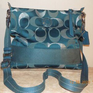 Coach Teal with Silver File Cross Body Bag